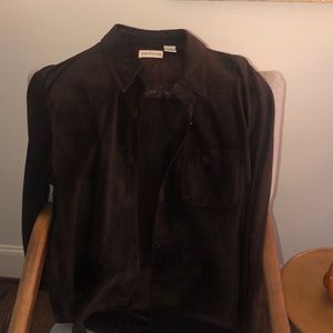 Chocolate brown suede button down